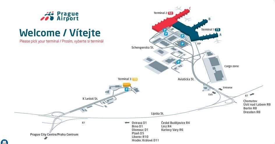 Mappa Aeroporto Praga