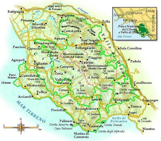 Cartina geografica del Cilento